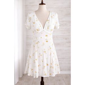 LOTTIE MOSS DEEP PLUNGE CASUAL WILDFLOWER COUNTRY ULTRA MINI DRESS SIZE MEDIUM